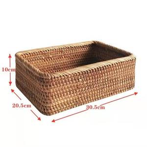 Cesta tejida de mimbre rústica, organizador de almacenamiento para el hogar, oficina, oficina, cesta de papel - Product Image 4