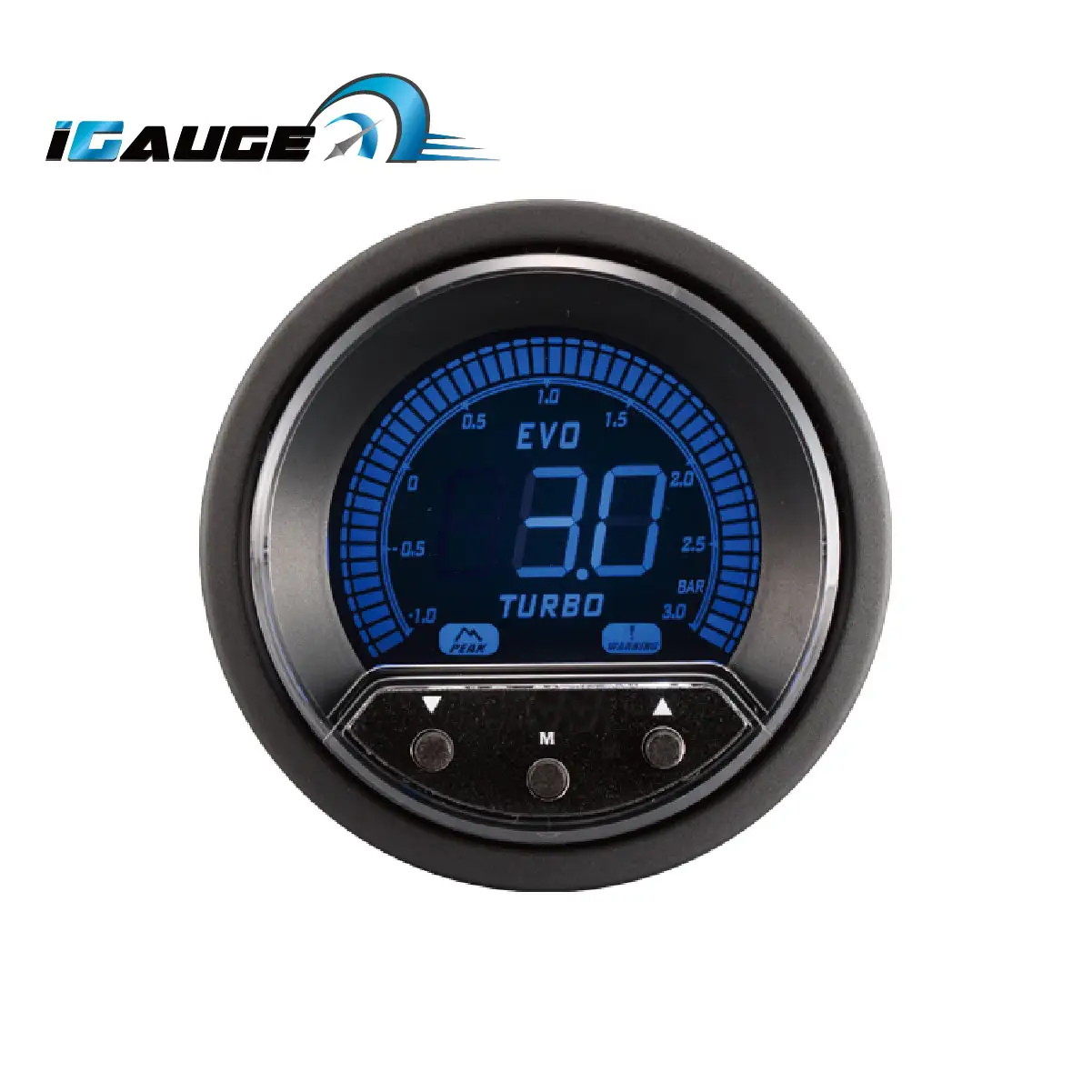 52Mm Waarschuwing En Piek Recall Functie 4 Kleuren Lcd Auto Turbo Druk 3 Bar Digitale Boost Gauge Voor Auto automobiel