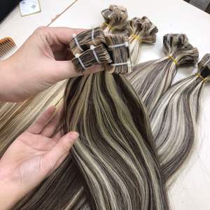 Extensions de cheveux naturels Remy lisses châtain clair, cuticules alignées, vierges, Double Machine, haute qualité, prix vente en gros - Product Image 2