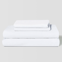 Drap plat blanc 142 TC 100% coton antibactérien avec logo personnalisé pour hôtel, hôpital, textile de maison, vente en gros