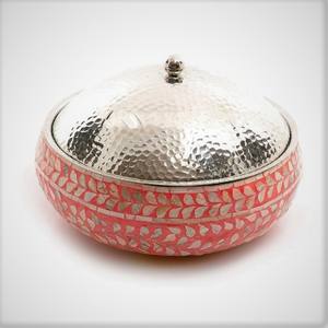Tradnary Mother of Pearl Inlay Inlay Casserole Dish <b>Food</b> <b>Container</b> <b>for</b> Serving <b>Food</b> <b>Hot</b> Pot in Floral Design <b>for</b> Home Hotel - Product Image 5