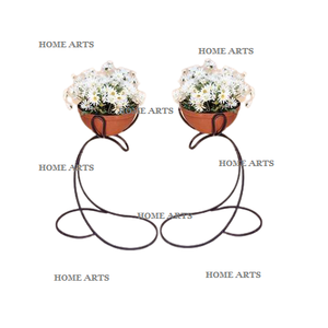 Juego de 2 soportes de macetas de tamaño y forma personalizados en hierro y color negro para decoración del hogar y el jardín - Product Image 3