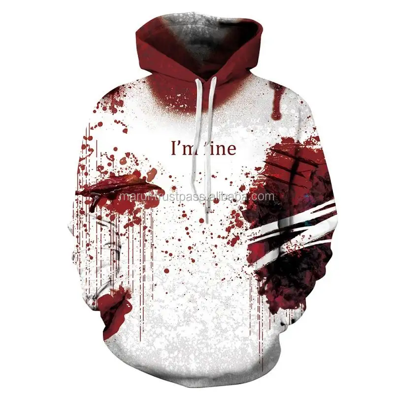 Polyester Pullover OEM MSWMH54 I'm Fine Red Spots Printing Custom Polyester Fleece Sublimation Hoodie