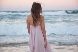 Light Pink Asymmetrical V-Neck Sleeveless Chiffon Midi Sundress <b>Loose</b> Fit Breathable Solid Formal <b>Summer</b> <b>Dress</b> - Product Image 5
