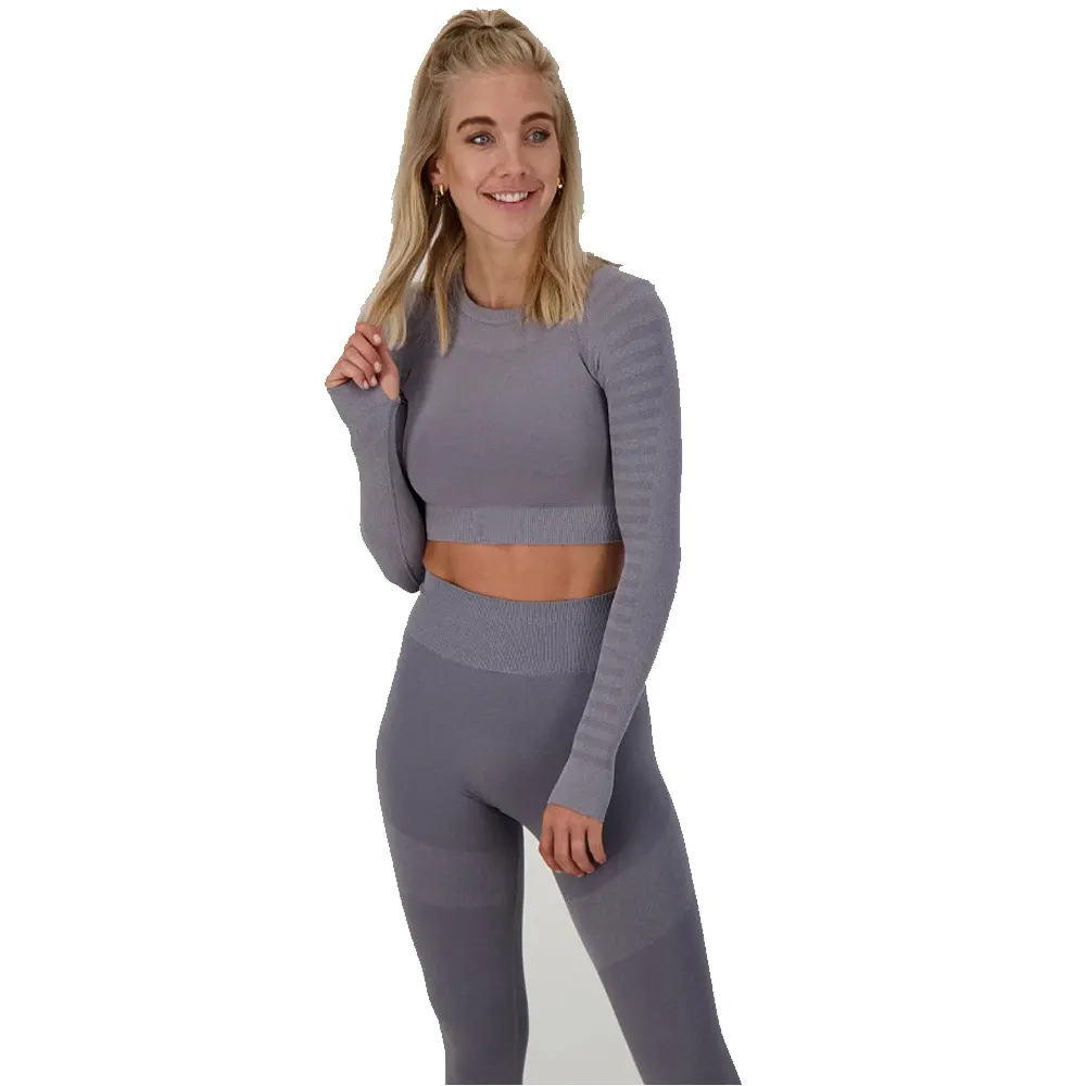 Long Sleeve Yoga Custom Elastic High Waist Women's Sports Textile Long Sleeve Active Wear Sets Yoga Sportswear