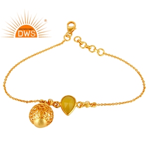 หินโมราสีเหลืองและสีขาวบุษราคัมสร้อยข้อมือเครื่องประดับผู้ผลิตลูก18พันชุบทองเงินสเตอร์ลิงผู้ค้าส่ง - Product Image 1