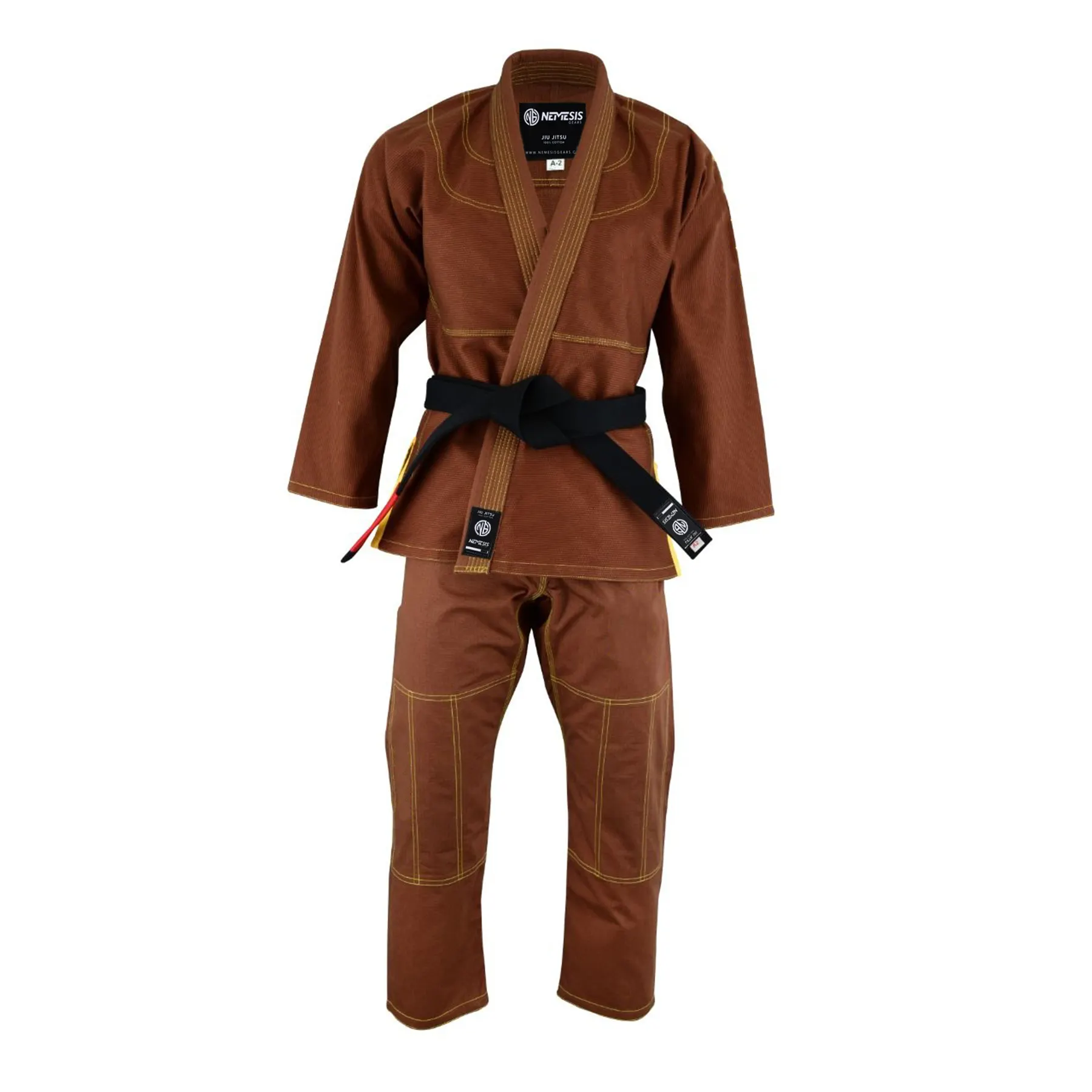 % 100% pamuk profesyonel kesim unisex özelleştirilmiş dövüş sanatları brezilya Jiu Jitsu kahverengi BJJ GI kimono