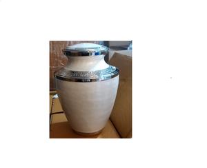 ALUMINIUM WHITE CREMATION URN Brassworld India <b>Funeral</b> <b>Supplies</b> - Product Image 1