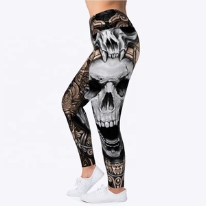 Mallas estampadas de Halloween para mujer, medias suaves hasta el tobillo, mallas de Yoga, pantalones de calavera de azúcar, embalaje personalizado - Product Image 3