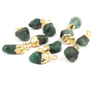 Conector de pepita de Esmeralda delicada Natural, galvanoplastia de oro, colgante hecho a mano de una sola fianza, Conector de encanto, borde dorado, dijes DIY - Product Image 2