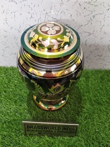 Brassworld India Engraved Purple and Silver Cremation Urn Funeral Supplies - Product Image 2