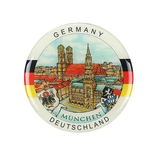 Souvenir Resin Magnets Round Clear Epoxy Resin Dome Sticker German Munich Souvenir Fridge Magnet Custom Logo Epoxy Resin Sticker