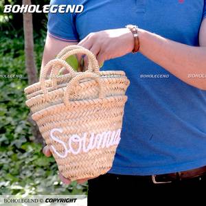 Créations Artisanales PANIER PERSONNALISÉ, Sac à Main en Paille Bohème, Style Boho - Product Image 1