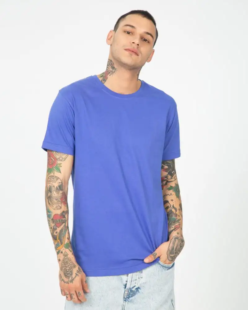 T-shirt à manches courtes et col rond pour homme, en coton biologique, couleur unie, fabricant indien certifié, 1 pièce