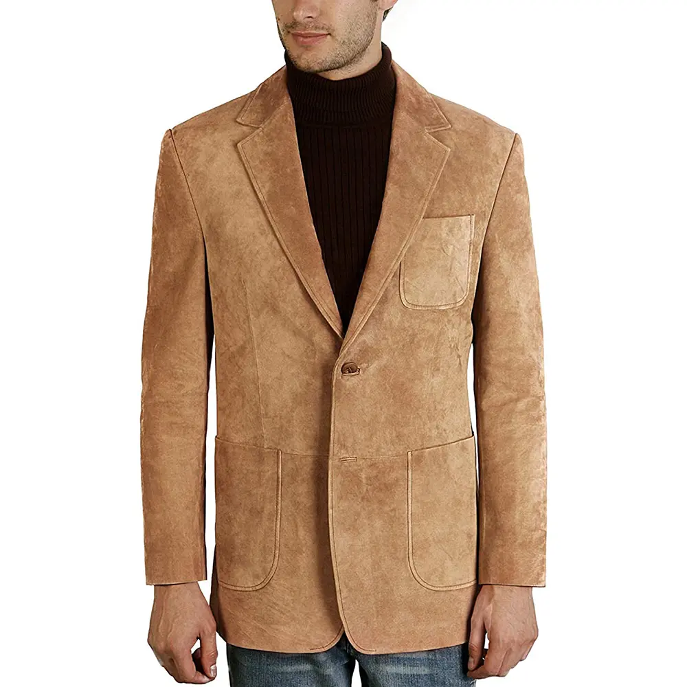 Hombres Tan Ropa Ropa de género neutro para adultos Americanas Marrón cuero real de dos botones clásico inteligente chaqueta blazer a medida 