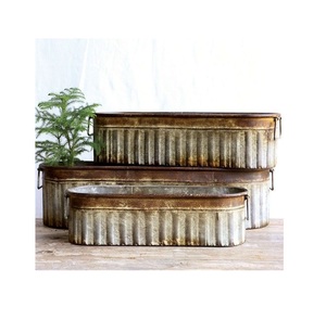 Wrought Iron Planter Wholesale Garden Round / Square / <b>Rectangular</b> Large Garden Galvanized Sheet Metal Planter <b>Pot</b> - Product Image 2