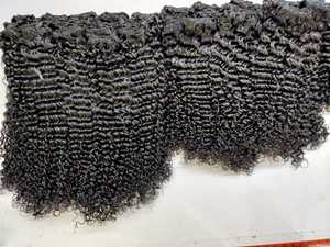 Cabello Remy indio crudo y rizado profundo, cutícula alineada, máquina de trama de cabello humano virgen sin procesar, paquetes de caída cero - Product Image 2