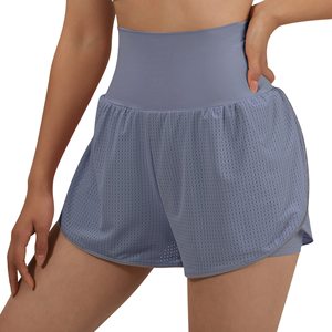Short de course taille haute pour femme 100% polyester respirant taille croisée short d'entraînement avec poche - Product Image 2