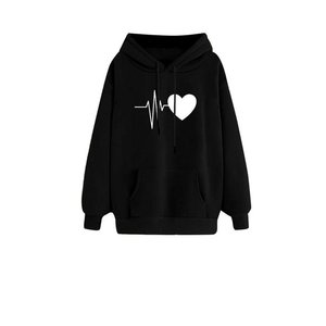 เสื้อฮู้ดผู้หญิง OEM ลายหัวใจ แขนยาว สไตล์ลำลอง มีกระเป๋าและเชือกผูก - Product Image 5