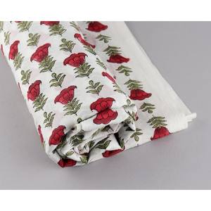 Apple and Cherry Red <b>Olive</b> <b>Green</b> Floral Indian Hand Block Print Fabric by Yard Soft Cotton Fabric Women's Clothing Gift for Her - Product Image 4