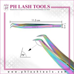 Pincettes multicolores en acier inoxydable, pincettes à pointe étroite pour Extension de cils, pincettes de Volume russe à 90 degrés - Product Image 5