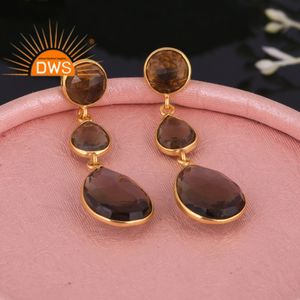925 Sterling Silver Natural Smoky Quartz Gemstone <b>Dangle</b> <b>Earring</b> For Women Jewelry For Women Gift For Her - Product Image 2