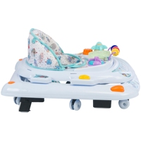 Jouet d'activités 3-en-1 de haute qualité, nouveau modèle, trotteur pour bébé, musique, lumière, cadre en fer et plastique, pliable, système de freinage à 8 roues, bleu