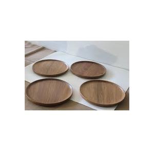 Assiette à fruits en bois noix, pour collation ronde de qualité alimentaire personnalisée assiettes de chargeur en bois pour usage domestique et ustensiles de cuisine 9 pièces - Product Image 4
