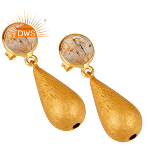 แต่งงานสวม rutilated ควอตซ์22K สีเหลืองทองชุบเงินต่างหูหยดน้ำเครื่องประดับคอลเลกชันคลาสสิก - Product Image 2