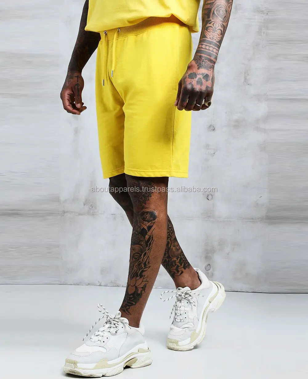Short en jean pour homme, nouveau modèle 2020, tissu fin, Jersey mi-long, de couleur jaune, bon marché, vente en gros