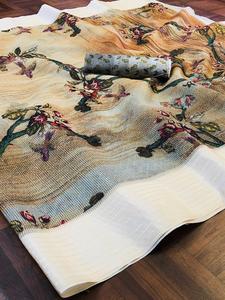 ชุดปาร์ตี้ผ้าไหมส่าหรีออกแบบใหม่ล่าสุดของผู้หญิงชุดส่าหรีกับเสื้อญี่ปี่ญี่ปุ่นผ้าซาตินผ้านุ่มพิมพ์ลายดิจิตอลชุดส่าหรี - Product Image 6