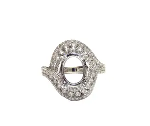精美珠宝出口商贵重的豪华18克拉黄色真钻石珠宝半安装戒指，用于椭圆形宝石