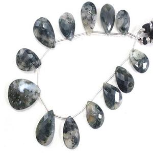 Ensemble de 13 pièces de perles de briolette en forme de poire à facettes en quartz solaire naturel pour la fabrication de bijoux de bracelet et de collier à bricoler soi-même - Product Image 1