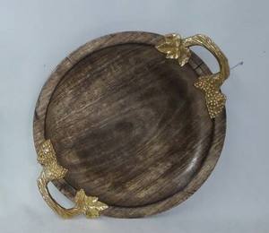 Bandeja de servicio decorativa de madera antigua ovalada, elegante y moderno logotipo personalizado, informal, elegante, hecho a mano - Product Image 6