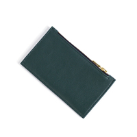 Dompet Kartu Wanita Premium, Kulit Asli Modis, Tahan Air, Ritsleting Emas, Pola Benang Panjang, Tas Genggam