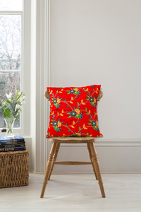 Handmade Indian Reddish Suzani Embroidered <b>Cushion</b> <b>Cover</b> Woolen Pillow <b>Cover</b> in <b>Silk</b> and Cotton for Home or Hotel Use - Product Image 5