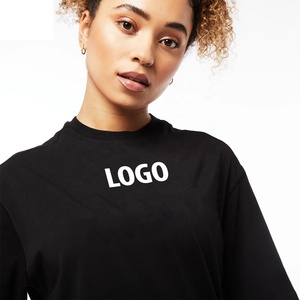 Camisetas informales para mujer, camisetas de diseño para mujer, venta al por mayor, camisetas con estampado de logotipo, nuevo tejido, cuello redondo, algodón, Spandex, teñido liso - Product Image 3