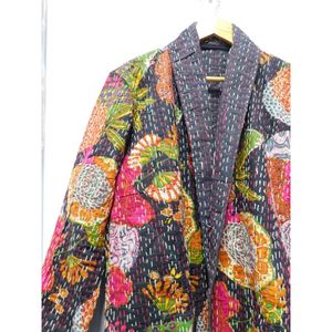 Multi ทำด้วยมือดอกไม้ฝ้ายแจ็คเก็ตฤดูหนาวแฟชั่น Kantha Gudri เสื้อขายส่งอินเดียผู้หญิง Plus ขนาด Hippie Blazers - Product Image 3