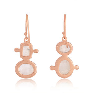 Pendientes de plata de ley 925 chapados en oro rosa, piedra de luna arcoíris Natural y piedra de topacio blanco, pendientes colgantes de piedras preciosas, fabricante de joyería - Product Image 4