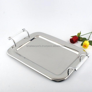 Mạ bạc trang trí kim loại phục vụ khay với xử lý thanh lịch Tabletop khay trình bày - Product Image 1