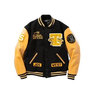 Chaqueta de béisbol de lana cálida Vintage de diseño personalizado para hombres Letterman cuerpo de invierno con cuello levantado y mangas al por mayor - Product Image 1