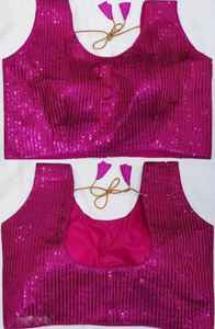 Blouse en coton doré, nouveau, sans manches, fabriquée à la main, en paillettes, au travail, artisanal dans le col rond, il a un dos - Product Image 6