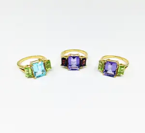 Gemvanity SR374 Sterling Silver 925 Gold Plated Supplier Wholesaler Custom Made Handmade <b>Cheap</b> Unisex Low MOQ Trendy <b>Rings</b> - Product Image 1