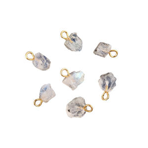 Conectores de piedras preciosas chapadas en oro/plata, piedra lunar arcoíris natural de Fuego Azul rugoso, precio de fábrica, novedad - Product Image 4