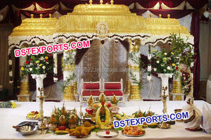 South Wedding Manavarai Peacock Mandap USA Décorations de mariage indien personnalisées Pilier en fibre Mandapam Srilankan Stage Events UK - Product Image 4