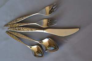 ชุดช้อนส้อมสแตนเลส 304 คุณภาพพรีเมียม เป็นมิตรกับสิ่งแวดล้อม สำหรับโรงแรม ร้านอาหาร สีเทา สลักลาย เหมาะสำหรับแจกเป็นของขวัญ - Product Image 5