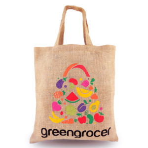 Sac fourre-tout en jute de qualité supérieure à deux tons avec impression personnalisée, design élégant |   Sac à main promotionnel réutilisable - Product Image 1