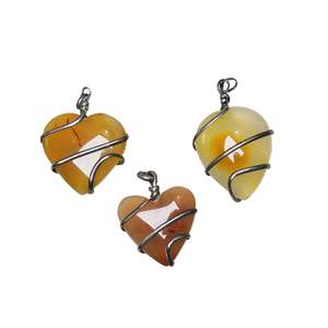 Stone Pendant Yellow Carnelian Healing Pendant Stone Tumbled Pendant Crystal Tumbled Gemstone Agate <b>Necklace</b> Wholesaler - Product Image 3