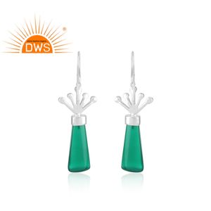 Boucles d'oreilles longues en Onyx vert, bijoux en pierre précieuse, forme goutte, 925, vente en gros - Product Image 3