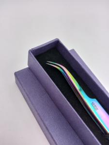 แหนบต่อขนตาพลาสม่าสีรุ้งโค้งสแตนเลสพร้อมโลโก้ตามสั่งดีไซน์ใหม่ - Product Image 6